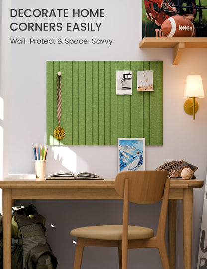Felt Bulletin Board Tiles -28"x18" with 40 Adhesive Tabs, Cork Board Alternative for Office Decor, Push Pin Board Wall Organizer 6-Pack(Grass Green)