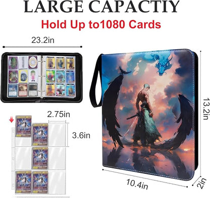 Trading Card Binder for One Piece Zoro Cards,9 Pocket with 60 Sleeves up to 1080 Cards One Piece TCG Card Binder,Waterproof Card Storage Bag with Sleeves,One Piece Zoro for Card Display Case
