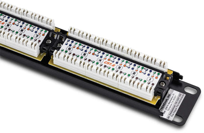 TRENDnet 24-Port Cat6 Unshielded Patch Panel, Wallmount or Rackmount, Compatible with Cat3,4,5,5e,6 Cabling, for Ethernet, Fast Ethernet, Gigabit Applications, Black, TC-P24C6 (Pack of 1)