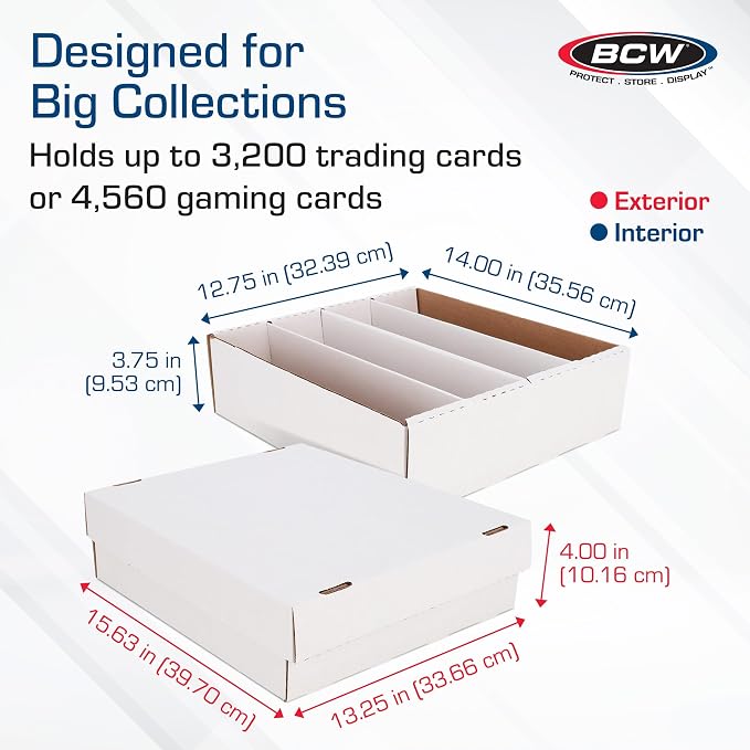 BCW Monster Box - 5ct Trading Card Storage Box | Holds 3200 Cards | Sports & TCG Card Organizer