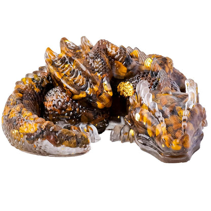RJINGSHI Crystal Dragon Ornament, Natural Crushed Stone Resin, Home Table Decor Gift (Tiger's Eye)