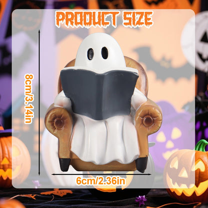 PAJH Ghost Reading Book Figurines Ghost Decor, Book Lovers Gifts for Readers Women Housewarming Gifts, Bookshelf Decor Desk Decorations for Home Office