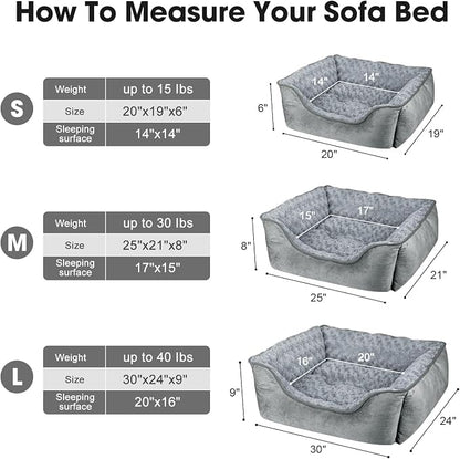 JOEJOY Rectangle Dog Bed for Large Medium Small Dogs - Washable Orthopedic Sofa Bed, Soft Breathable Puppy & Pet Cuddler, Durable Calming Dog Bed with Anti-Slip Bottom, Multiple Sizes, Grey