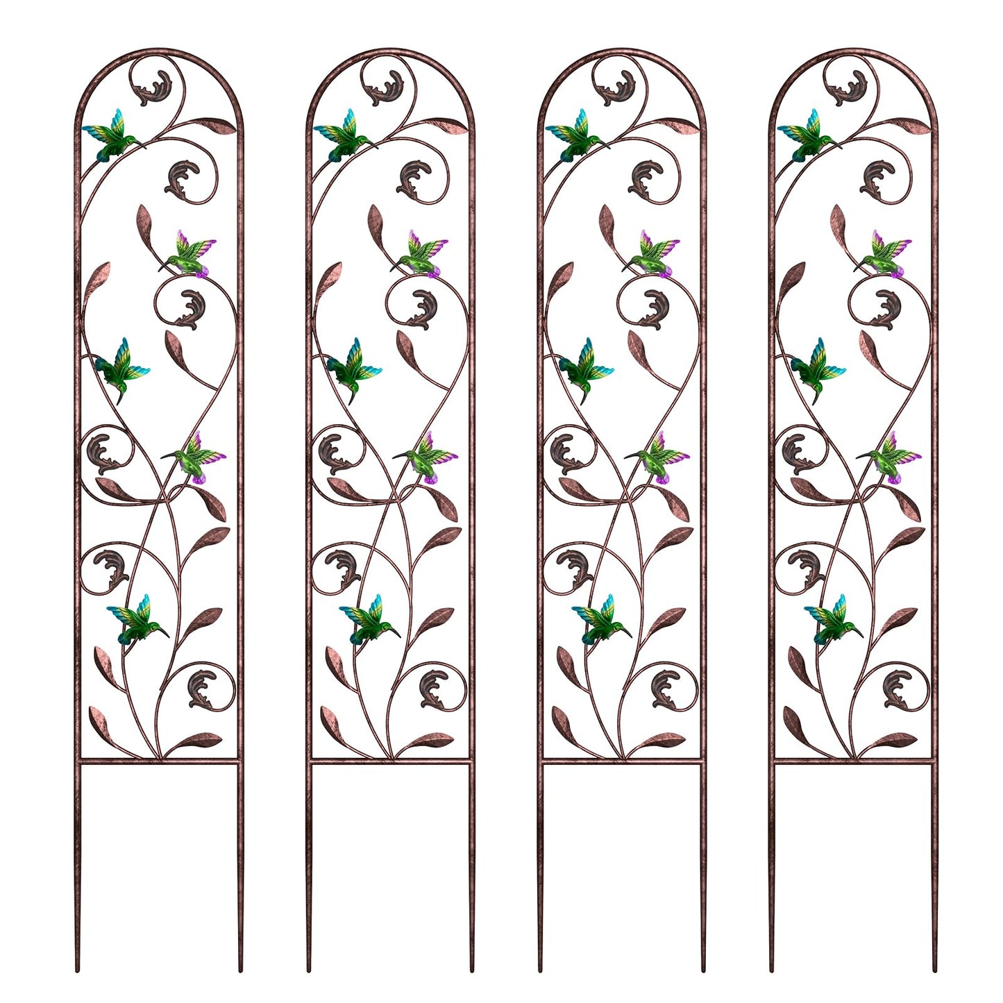 aboxoo Set of 4 Packs Hummingbird Metal Garden Trellis for Climbing Plants,Outdoor Decorative Flowers Arch Fence Trellis for Outdoor Patio,Garden,Yard,Backyard,Wall Brackets,60'' H x 11'' W
