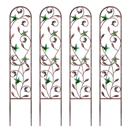 aboxoo Set of 4 Packs Hummingbird Metal Garden Trellis for Climbing Plants,Outdoor Decorative Flowers Arch Fence Trellis for Outdoor Patio,Garden,Yard,Backyard,Wall Brackets,60'' H x 11'' W