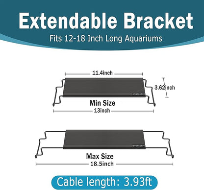 24/7 Mode LED Aquarium Light for 12-18 Inch Plant & Fish Tank, IP68 Full Spectrum Light, Sunrise-Daylight-Moonlight, White Red Green Blue Pink LEDs with Extendable Brackets for Freshwater