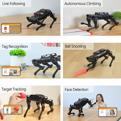 PuppyPi ROS2 Robot Dog with ChatGPT Large AI Models AI Embodied Intelligence Robotic Dog Vision Scene Voice Command Understanding Bionic Quadruped ROS Education Robot, Advance & RaspberryPi5 4GB