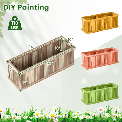 HAPPYGRILL Wooden Raised Garden Bed, Acacia Wood Rectangular Planter Box with Drainage for Vegetable Flower Herb, Indoor Outdoor Elevated Garden Box for Patio Yard, 36" L x 12" W x 12" H (1)