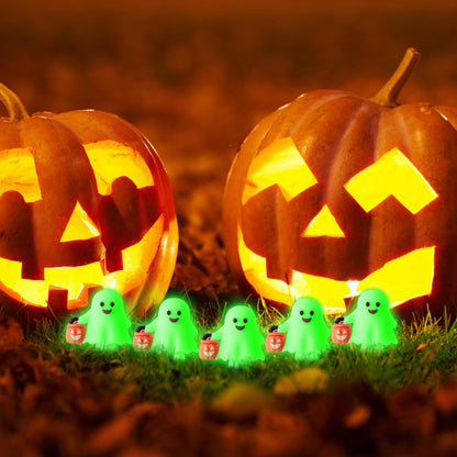Simgoing 60 Pcs Halloween Mini Ghosts Figures Luminous Little Ghost Figures Glow in Dark Mini Statues Figurines to Hide and Seek Trick or Treat Gifts for Halloween Party Favors Dollhouse Toys
