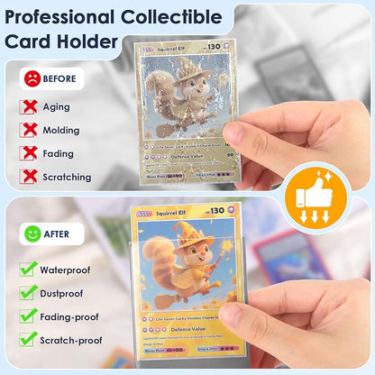 500 Pcs Card Sleeves for Trading Card, Matte Card Sleeves Deck Card Protectors Compatible with Baseball Cards, Sports Cards, Game Cards (Grey)