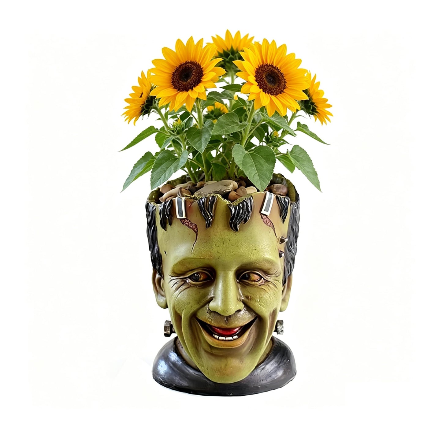 Youfui Funny Planters Head Planter for Indoor Plants, Succulent Pot with Drainage Hole Fairy Garden Resin Cactus Pencil Holder Desk Storage Gift for Women Men Plant Pot