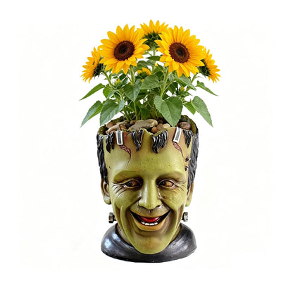 Youfui Funny Planters Head Planter for Indoor Plants, Succulent Pot with Drainage Hole Fairy Garden Resin Cactus Pencil Holder Desk Storage Gift for Women Men Plant Pot
