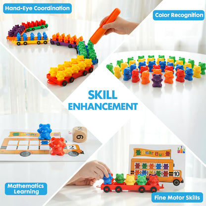 Bmag Counting Bears with Matching Trains, Preschool Learning Toys Color Recognition and Math Learning Games, STEM Educational Toy Gift for Kids Age 3 4 5 Year Old Boys Girls