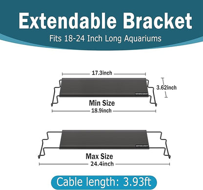 24/7 Mode LED Aquarium Light for 18-24 Inch Plant & Fish Tank, IP68 Full Spectrum Light, Sunrise-Daylight-Moonlight, White Red Green Blue Pink LEDs with Extendable Brackets for Freshwater