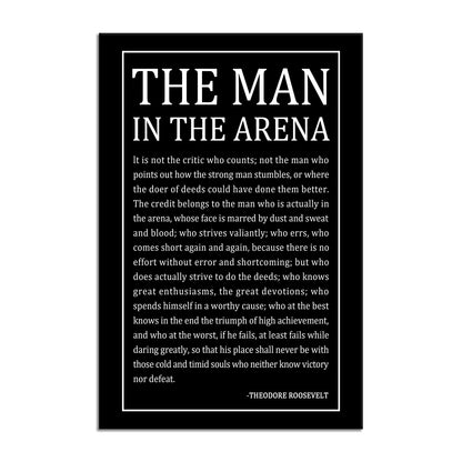 Motivational Wall Art Inspirational The Man In The Arena Quotes Poster Inspiring Canvas Prints Artwork for Office Living Room Modern Home Decor Painting Pictures Stretched and Framed [12''Wx 18''H]