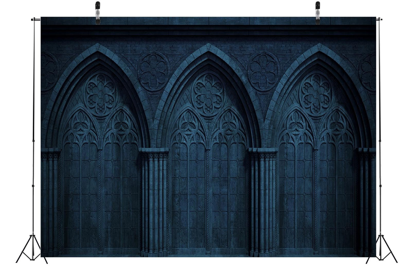 BELECO 10x6.5ft Fabric Dark Medieval Gothic Wall Backdrop Abandoned Night Castle Crypt Gothic Arch Stone Wall Background Medieval Themed Party Decorations Ghost Vampire Halloween Shoot Photo Props