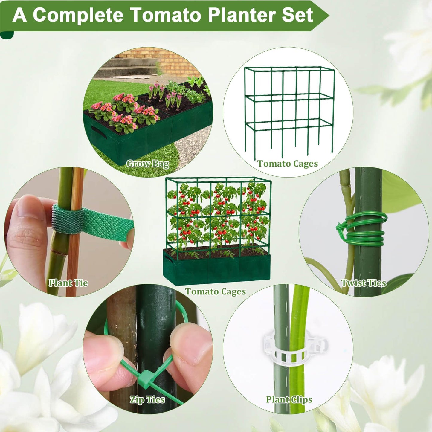 Lezmarket 47" × 16" × 47" Tomato Planter for Garden, Tomato Trellis Cages with Fabric Grow Bag for Climbing Plants
