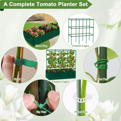 Lezmarket 47" × 16" × 47" Tomato Planter for Garden, Tomato Trellis Cages with Fabric Grow Bag for Climbing Plants