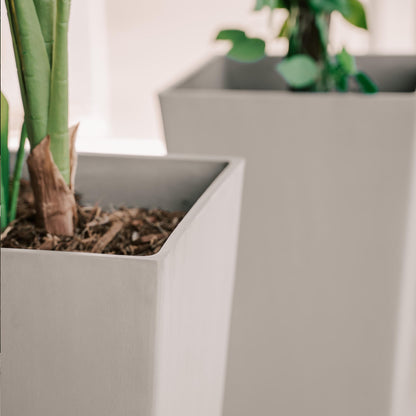 XBrand Modern 28-Inch Square Planter, Modern Tapered Perfect for Indoor & Outdoor, Patio Décor, Set of 2, Gray
