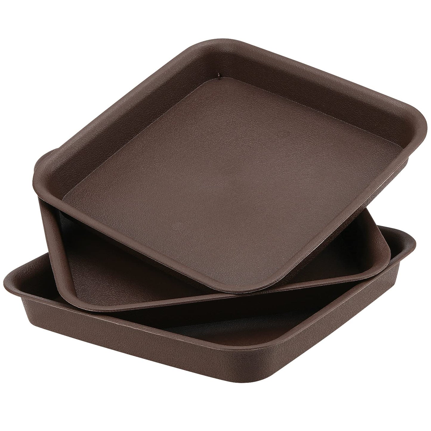 HOIGON 10 Pack 10 x 10 Inch Square Plant Saucer, Plastic Plant Saucer Drip Trays for Outdoor and Indoor Plant Pots, 1.5 Inch Deep, Dark Brown