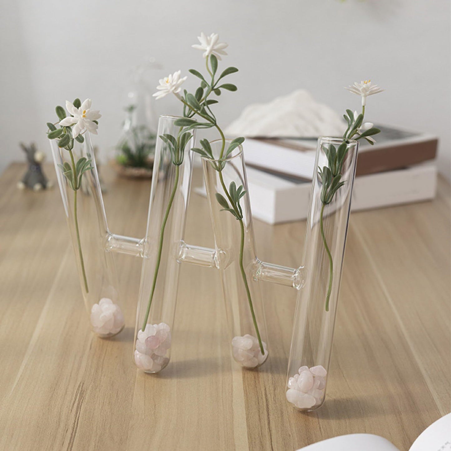 3/4 Striped Glass Test Tube Vases for Flowers Arrangements Plant Terrariums for Hydroponic Plant Holder Home Decors Floral Arrangement Vases