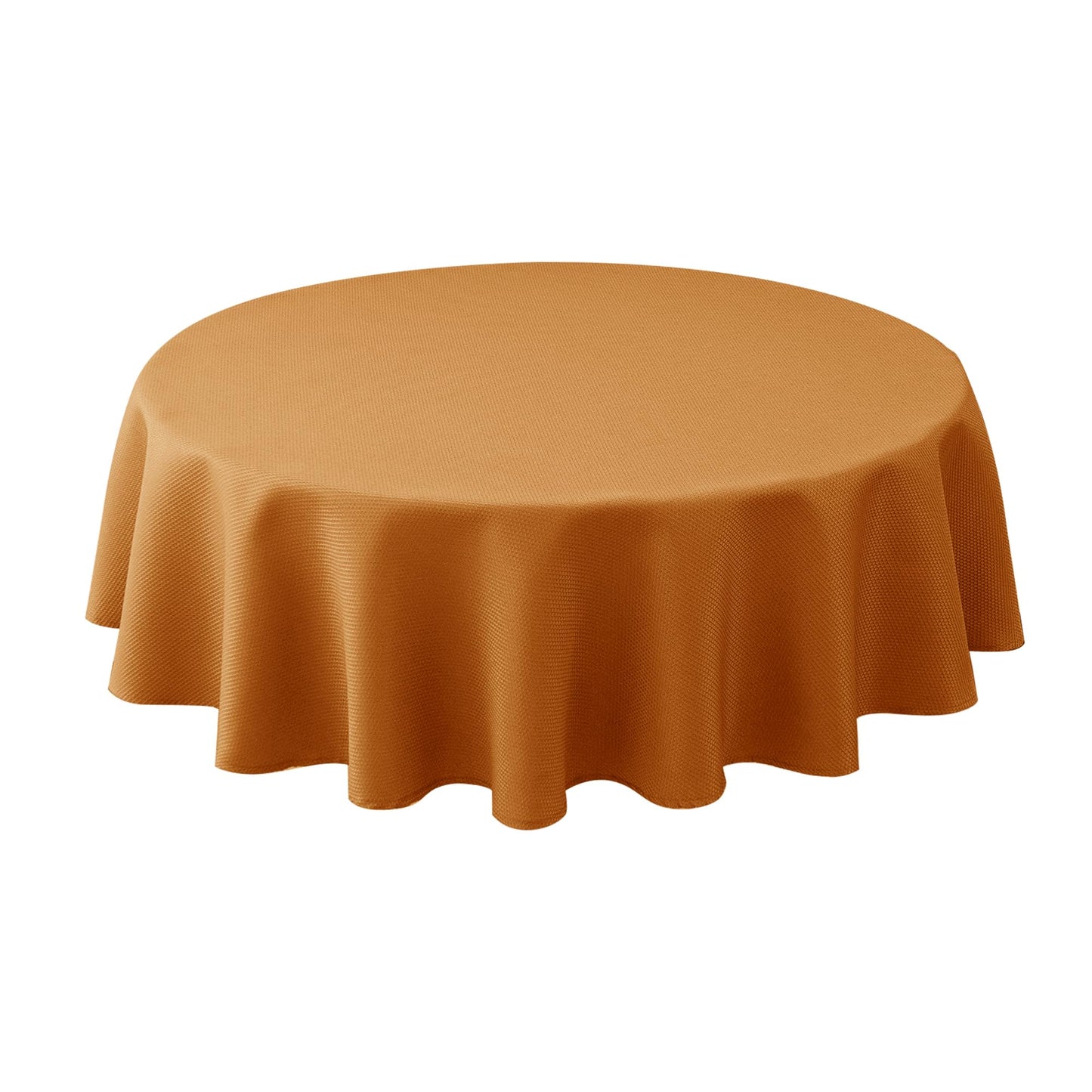 Biscaynebay Fall Tablecloth Textured Fabric Round Table Cloth 60" for Tables diameters from 28" to 48", Bronze Thanksgiving Autumn Harvest Water Resistant Fabric Table Cover for Kitchen, Dining, Party