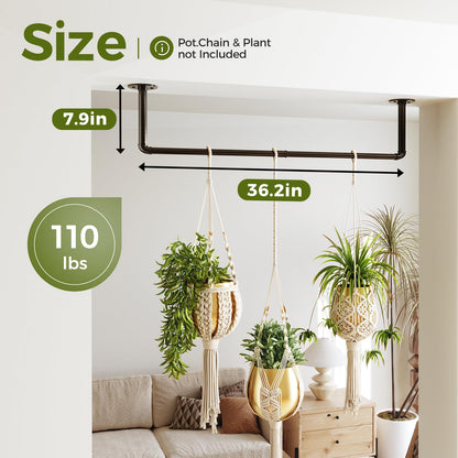 Bamworld Hanging Planters for Indoor Plants Plant Hanger Indoor Hanging Plants Rod 36.2in Window Plant Shelves Metal Rod Pot/Chain/Plant Not Included