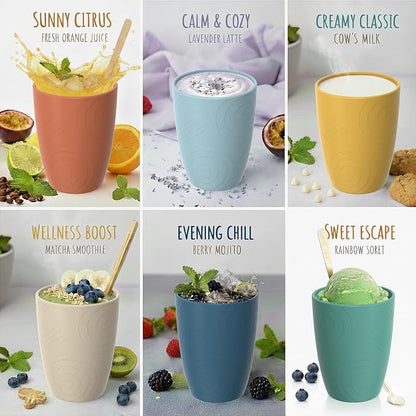 Wheat Straw Cups, Plastic Cups Reusable, Unbreakable Drinking Glasses Set of 6, Plastic Cups for Kitchen Camping Outdoor, 16 OZ Dishwasher Safe Tumblers & Water Glasses, Multi