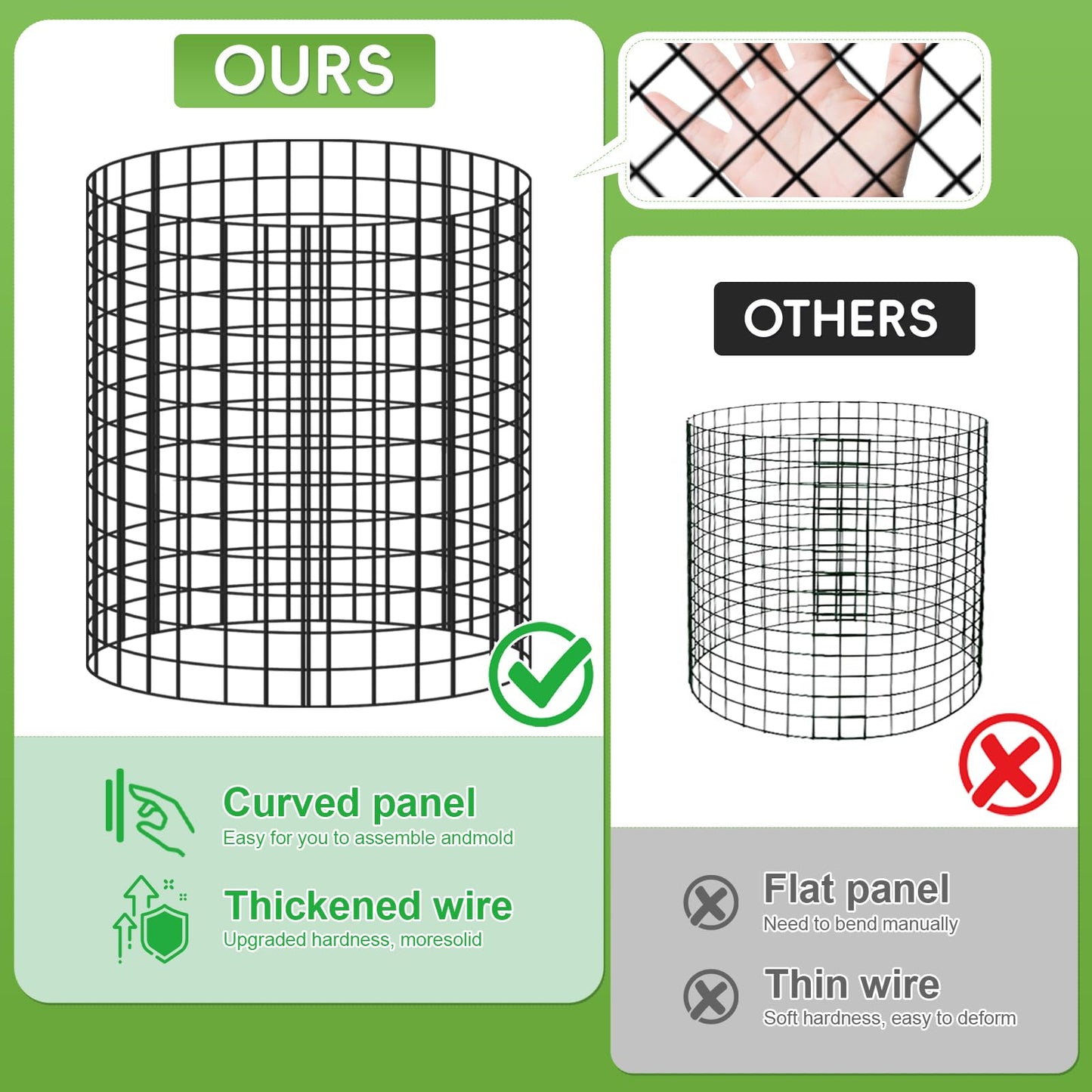 10 Packs Plant Protectors from Animals, 30Pcs 12"x 16" Large Metal Wire Mesh Garden Plant Cages for Outdoor Gardening, Chicken Wire Cloche Plant Cages for Rabbits with Zip Ties & Stakes(Black)