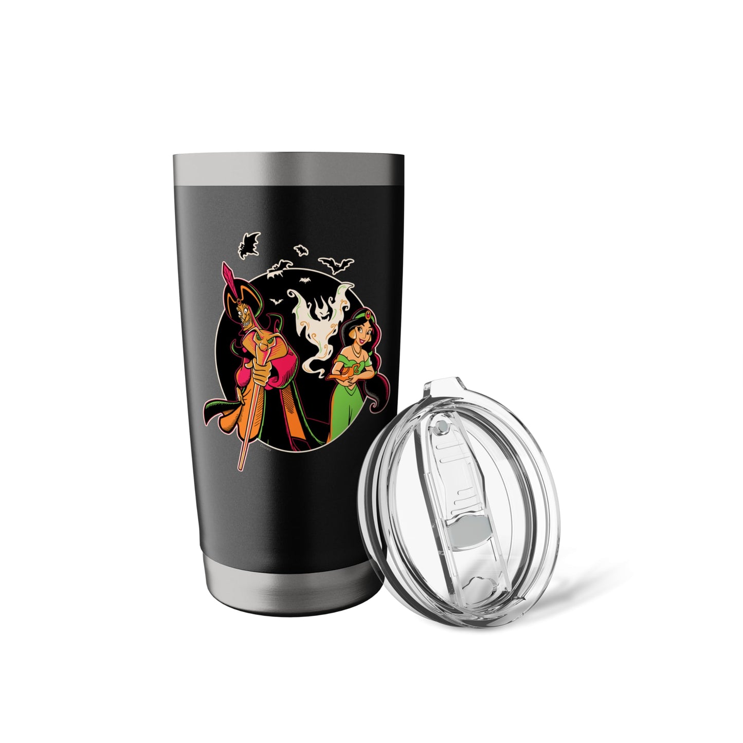Disney Princess Jasmine and Jafar Aladdin Halloween Bats Stainless Steel Insulated Tumbler
