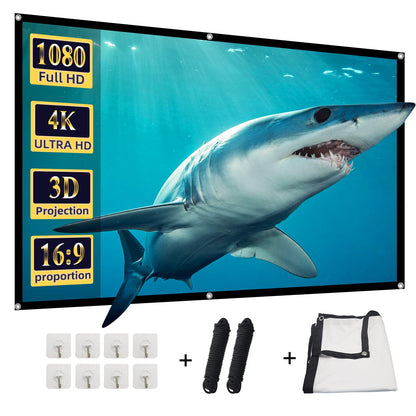 Projector Screen, DUYIKJ 84 inch Foldable Portable Rear Front Projector Screen Indoor Outdoor 4K 16:9 HD Double Sided Projection Movies Screen for Camping Party,Backyard Home Theater