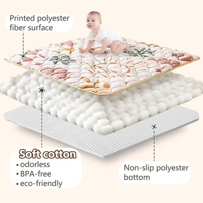 Baby Play Mat, 50x50 Playpen Mat with Super Soft Touch, Activity Mat with Upgraded Anti-Slip Bottom, Machine Washable Crawling Mat for Floor & Picnic(Boho Nature)