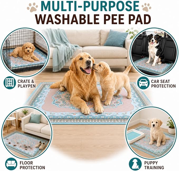 Aitmexcn Washable Pee Pads for Dogs, 2Pack Super Absorbent Reusable Puppy Pads ,100% Waterproof, Leak-Proof Whelping Pads Non-Slip Dog Mats for Floor Protector,Couch Cover, Crate, Potty Training 41x41