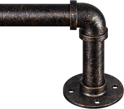 Zeerobee Curtain Rods for Windows 48 to 84, 1 Inch Industrial Wrap Around Vintage Bronze Curtain Rod, Indoor/Outdoor Room Divider Adjustable Drapery Pole, 48"-86"