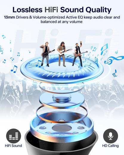 Wireless Earbuds Bluetooth 5.3 Ear Buds, Bluetooth Headphones with LED Display Charging Case, 40Hrs Playtime Stereo Sound, IPX7 Waterproof in-Ear Earphones with Mic for Phone Tablet Sports, Charcoal