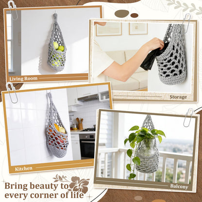 HOREAKHJ Macrame Wall Plant Hanger, Hanging Planter Basket Holder, Wall Planters for Indoor Plants, for Up to 6 Inch Pot (Grey, 6-Inch)