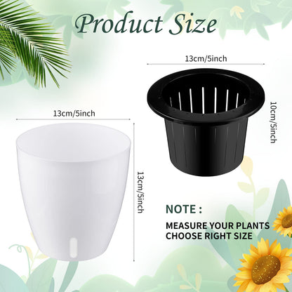 Eccliy 14 Pieces 5 Inch Indoor Plant Pots Self Watering Planters with Drainage Holes Plastic Flower Pots with Water Indicator White Violet Pots for Indoor Outdoor Garden Home Office Decor