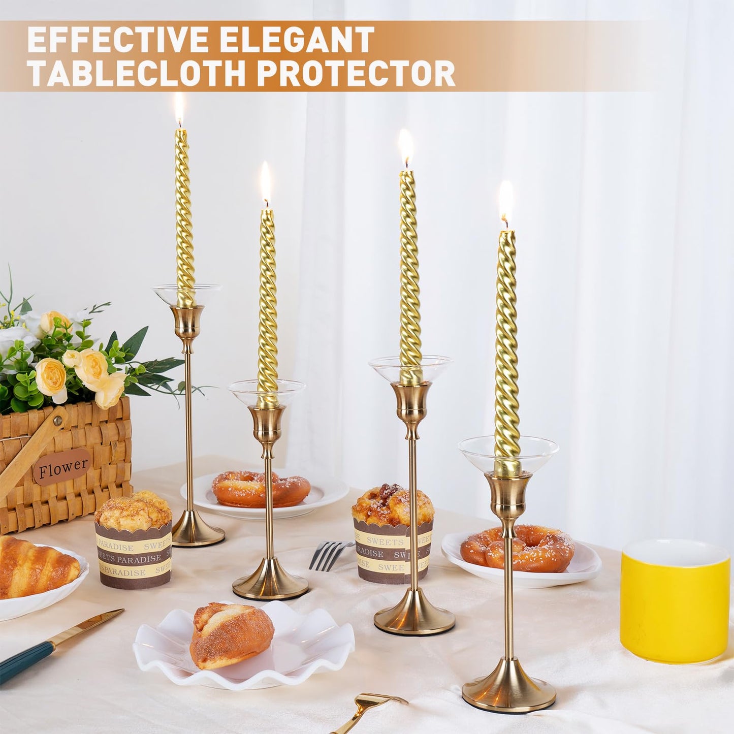 12Pcs Glass Bobeches for Candlestick Holders，Candle Drip Protectors Rings for Tapers, Clear Glass Rings Taper Candles Wax Catcher for Wedding Party Church Home, Accessories
