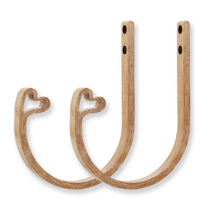 2Pcs Curtain Holdback,Premium Solid Aluminum Wall Mounted Curtain Tiebacks,Rust-Proof,Light Wood Grain