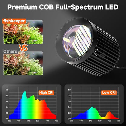 fishkeeper Clip On Aquarium Light, 24/7 Fish Tank Light with Timer, DIY 3 Colors & 10 Brightness Full Spectrum Aquarium LED Lights with Adjustable Metal Clamp for Freshwater Plants Fish Tanks (60W)