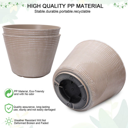 WEICHENGXING 15 inch Plant Pots, 3 Pack Large Round Planters for Outdoor Plants, Porch, Patio, Backyard, Plastic Flower Pots, Classic Garden Pot Container for House, Grey