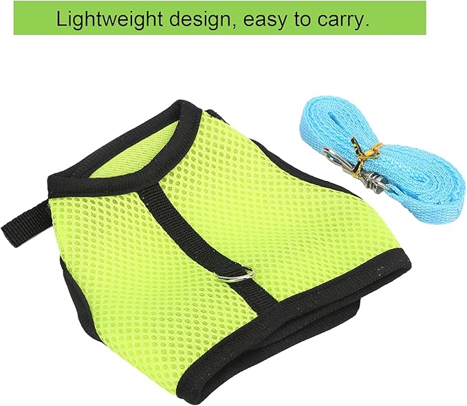 Yctze Adjustable Mesh Harness with Leash for Rabbits & Guinea Pigs - Comfortable Chest & Back Traction for Small Pets (Fruit Green)