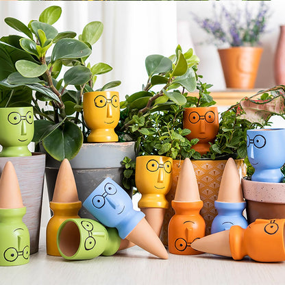 8 Pack Terracotta Watering Spikes, Vacation Self-Watering Planters Devices - Continuous Moisture with Slow Release Watering System - Perfect for Indoor Outdoor Plants (Big head-2pc)