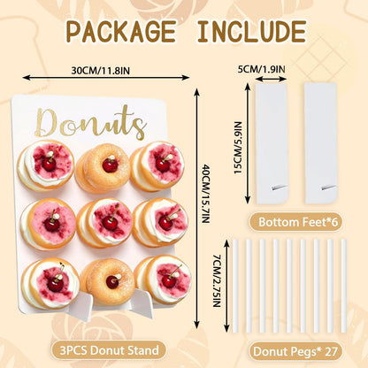 Could Spark Christmas Decor 3Pcs Donut Wall Display Stand Donut Board Doughnut Bar Display Donut Decor for Baby Showers Birthday Bridal Shower Wedding Party Treat