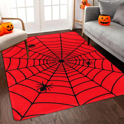 Perfect Kicks Halloween Room Area Rug 5'x7' Spider Web Rug for Bedroom Living Room Game Room Holiday Decorations