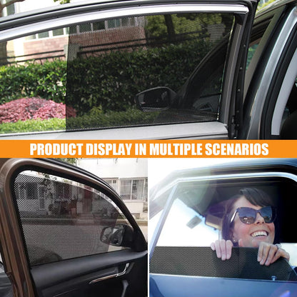4PCS Car Side Window Sunshade, Block UV Rays Car Privacy Protector, Reuseable Static Cling Film Stickers, Washable Car Window Shade for Baby, Window Tint for Most Vehicles