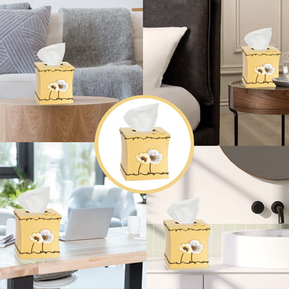 Resin Tissue Box Cover for Modern Home Decor - Minimalist Square Tissue Box Holder for Guest Room, Bedroom, Bathroom, Tabletop & Office - Durable and Aesthetic Tissue Holder, Poppy Fields
