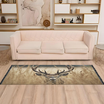YETTASBIN Deer Runner Rug 2' X 6', Anti Fatigue Large Floor Mat Soft Absorbent Washable Linen Area Rug with Non-Slip Rubber Back for Entryway, Bedroom, Hallway, Kitchen