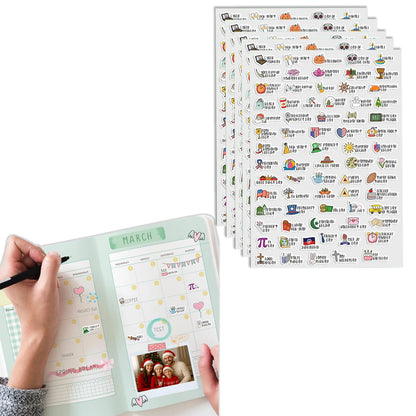 Holiday Planner Stickers Pack of 5 Sheets Cute Holiday Icon with Us Holidays Decorative Planner Stickers for Calendar Bullet Journal Scrapbook Waterproof PVC