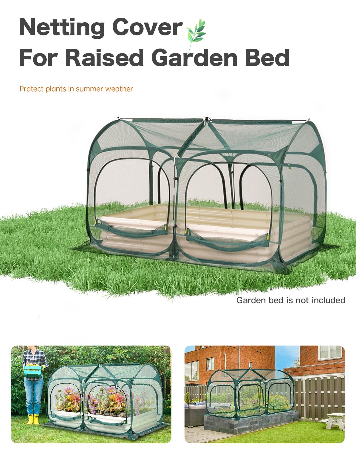 Poray Large 6.6x3.3FT Tunnel Plant Netting Cover, Pop up Crop Cage Gardening Net Cover for Protecting Vegetables &Fruits,Durable Gardening Net for Plant and Small Animals